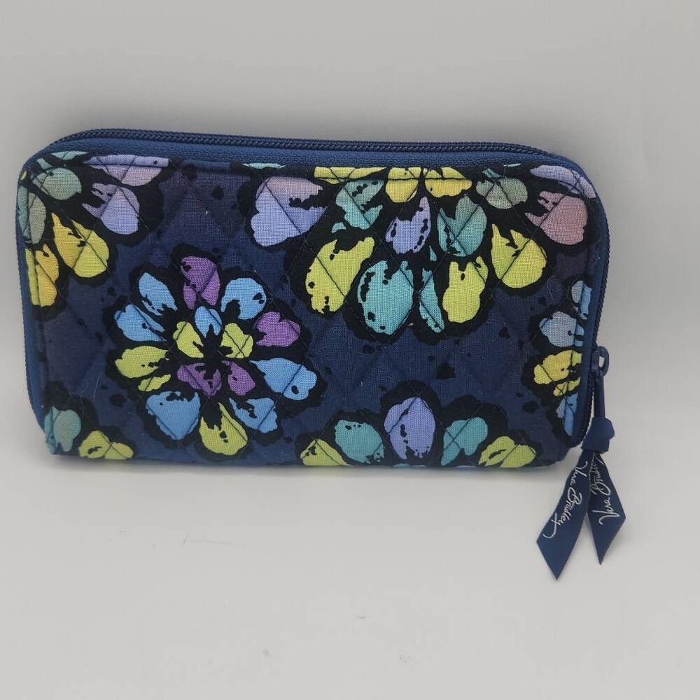 Vera Bradley blue floral zip around wristlet wallet